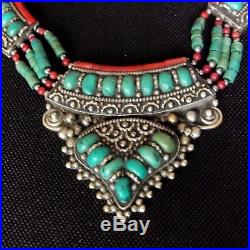 Islamic Antique Collier Ottoman Persan Turkmen Turquoise Coral Jewelry Necklace