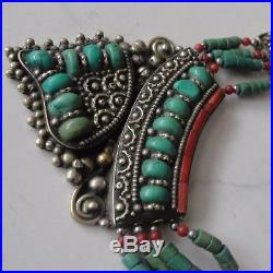 Islamic Antique Collier Ottoman Persan Turkmen Turquoise Coral Jewelry Necklace