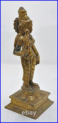 Laiton Antique Dame Femme Apsara Figurine Original Ancien Main Crafted Gravé