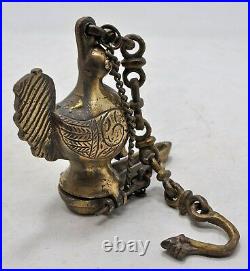 Laiton Vintage Oiseau Design Suspendu Lampe Original Ancien Main Crafted Gravé