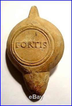 Lampe A Huile Romaine A Decor Signee Fortis 100 Ad Roman Oil Lamp Signed