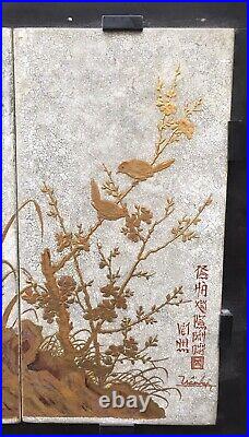 Laque Vietnamienne Dorée Oiseaux Fleurs Tran Van Ha (1911-1974) Vietnam