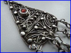 Large pendentif ethnique Amazigh Tunisia argent massif corail poinçons