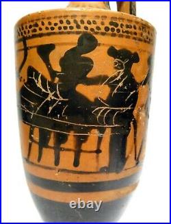 Lecythe Grec Peintre D'haimon 480 Bc Ancient Greek Black Figure Lekythos