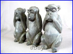 Les Trois Singes en ébène gris