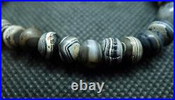 Lot 29 Perles Agate Collier Ancien Ancient Banded Agate Suleimani Bead Tibet Dzi