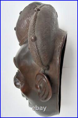 MAS44 SUPERBE MASQUE en BRONZE de FORGERON BAMOUN du CAMEROUN 1925 ARTS PREMIERS