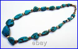 Magnifique Collier en Turquoises véritables et perles d'argent Perse