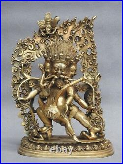 Magnifique Statue en bronze Mahakala Tibet XXe