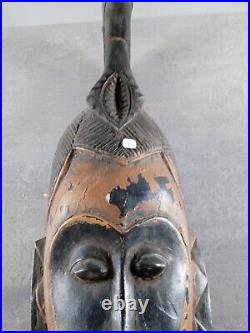 Masque AFRICAIN en BOIS peint sculpte Afrique Ethnique ancien tribal tribu 4