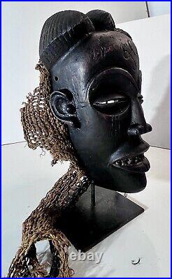 Masque Africain Noir Pounou Bois Punu Black Mask Wood