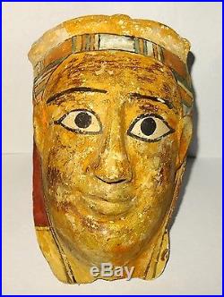 Masque De Sarcophage Egyptien- Cartonnage Et Feuille D'or Egyptian Mummy Mask