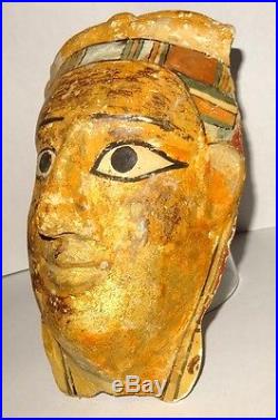 Masque De Sarcophage Egyptien- Cartonnage Et Feuille D'or Egyptian Mummy Mask