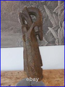 Masque Dogon Art Tribal Africain Ancien, Statuette Sur Un Tete