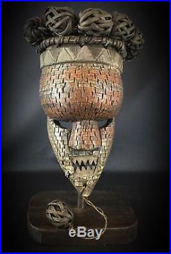 Masque Salampasu de guerrier authentique, collecté 1970´s ethnie Congo Afrique