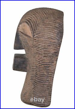 Masque Songye Kifwebe africain RDC bois 27 cm Art tribal coutumier 17251