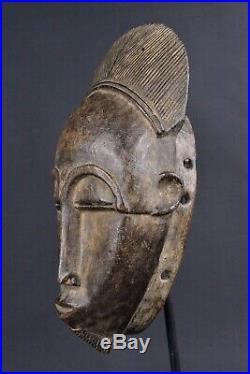 Masque africain baoulé de réjouissance mblo de Côte d'Ivoire en bois 2019-006