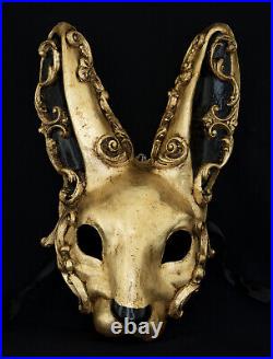 Masque de Venise Lapin en papier mâché doré Création baroque artisanale 172