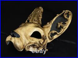 Masque de Venise Lapin en papier mâché doré Création baroque artisanale 172
