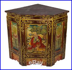 Meuble d' angle tibétain en bois peint -Tibet Nepal- 9748