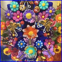 Méxicain Arbol de La Vida Arbre de Vie Clay Sculpture Bougeoir Fleurs Neuf