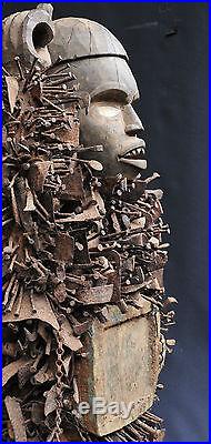 Monumental Bakongo Fetiche à clous 107cm Nkonde statue Kongo fetish power figure