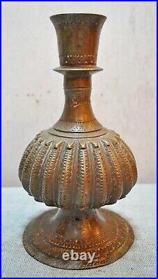 Original Ancien Main Crafted Gravé Laiton Hookah Base de Pot