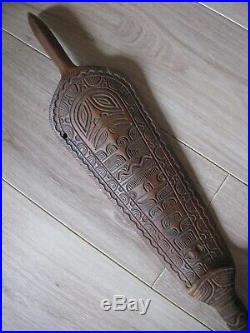 Pagaie ou Massue casse tête en bois sculpté Polynésie Tonga tête de TIKI