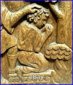 Panneau Relief En Chene Le Sacrifice D'abraham 17° S. Renaissance Oak Panel