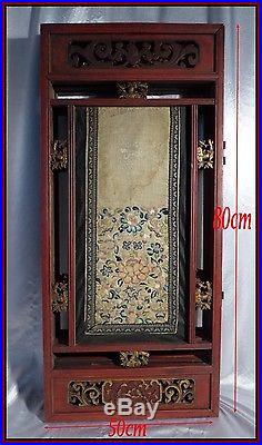 Paravent Chinois XIXe Broderies Chinoises Soie Laques de Chine Rouge & Or Chine