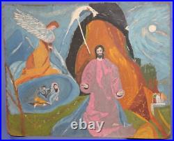 Peinture À L'huile Vintage Surréalisme Personnages Religieux