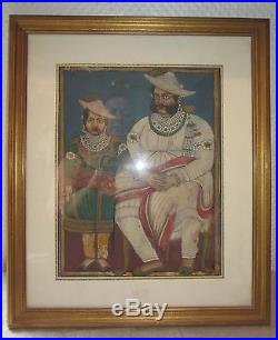 Peinture papier Maharadjah Scindia de Gwalior + fils Inde XIX Cipayes painting