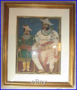 Peinture papier Maharadjah Scindia de Gwalior + fils Inde XIX Cipayes painting
