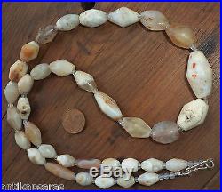 Perle Cornaline Ancien Ancient Antique Banded Agate Carnelian Trade Bead Necklac