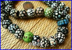 Perles Ancien Verre Murano Antique Fancy Skunk Dot Venetian African Trade Beads