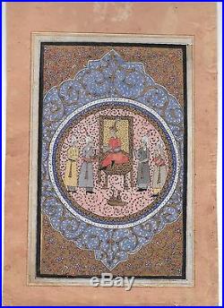 Persian Miniature Safavid Style Qajar Antique Islamic Kajar Persian Art 19th C
