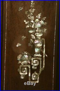Petit paravent bois exotique décor de nacre Chine Indochine chinese wood screen