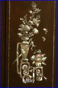 Petit paravent bois exotique décor de nacre Chine Indochine chinese wood screen