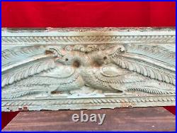 Plaque Murale Dragon Paon Antique Panneau Bois Sculpté VTG Estate