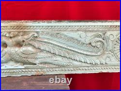 Plaque Murale Dragon Paon Antique Panneau Bois Sculpté VTG Estate