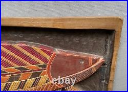 Poisson, Bois Sculpté Polychrome, Travail Aborigène