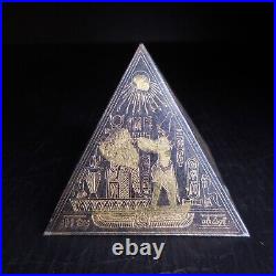 Pyramide égyptienne hiéroglyphes presse-papier ethnique gravure or fin N8453