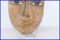 RARE ANCIEN ÉGYPTIEN ANTIQUE EN BOIS SCULPTÉ Momie Masque Tombe Cercueil (A4+)