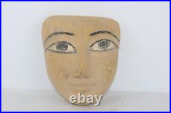 RARE ANCIEN MASQUE DE MOMIE ÉGYPTIENNE ANTIQUE en bois sculpté masque pharaon