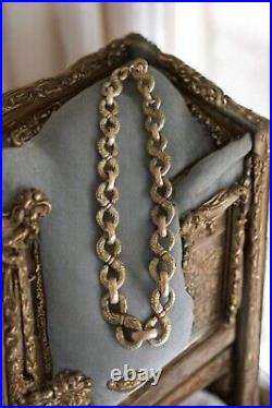 Rare Ancien Gros Collier Raz Le Cou Artisanal Serpents En Bronze Ethnique