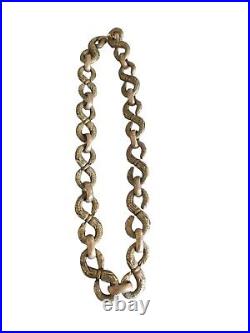 Rare Ancien Gros Collier Raz Le Cou Artisanal Serpents En Bronze Ethnique