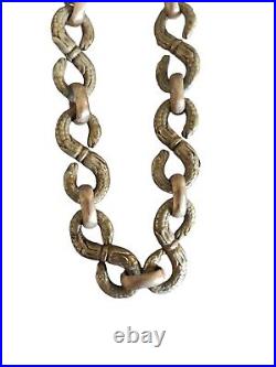 Rare Ancien Gros Collier Raz Le Cou Artisanal Serpents En Bronze Ethnique