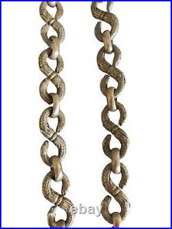 Rare Ancien Gros Collier Raz Le Cou Artisanal Serpents En Bronze Ethnique