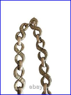 Rare Ancien Gros Collier Raz Le Cou Artisanal Serpents En Bronze Ethnique