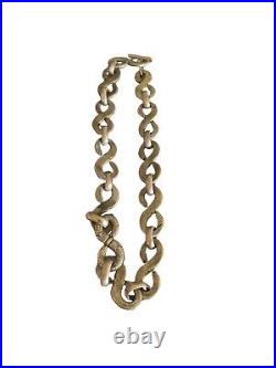 Rare Ancien Gros Collier Raz Le Cou Artisanal Serpents En Bronze Ethnique